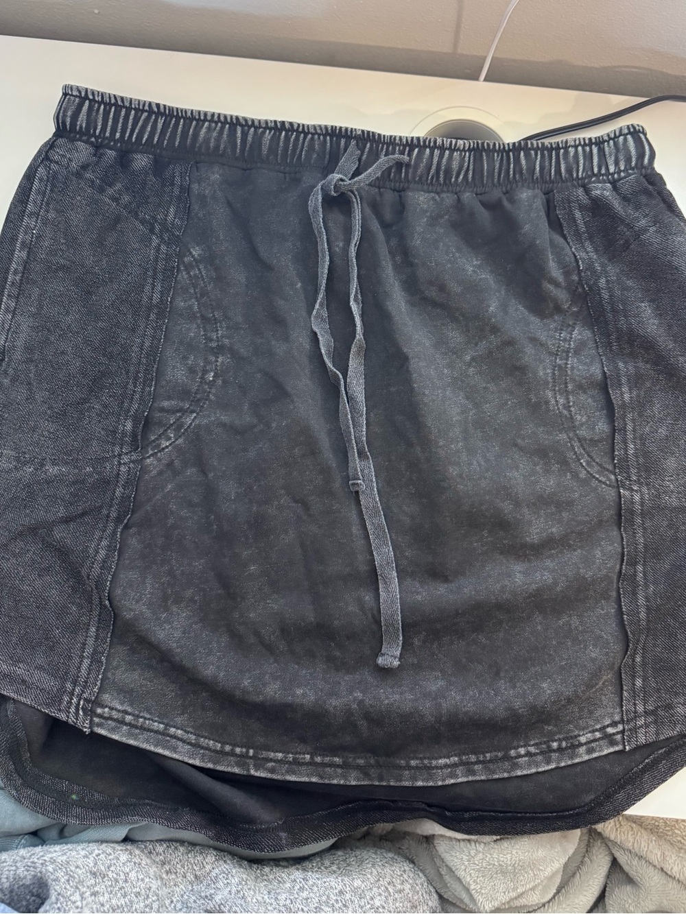 Umgee Black Washed Mini Skirt